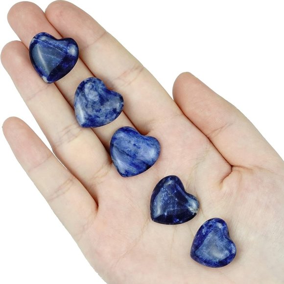 BOGO Gemstone Heart Genuine Blue Sodalite Chakra Pocket Worry Stone Gem - Picture 5 of 7